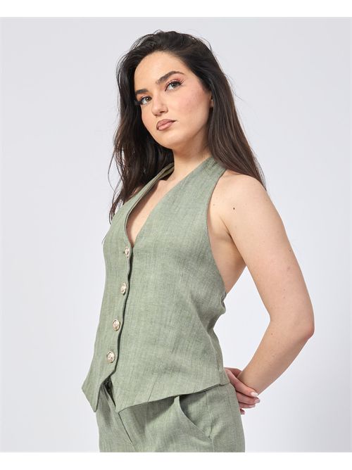 Mademoiselle du Monde women's waistcoat with buttons MADEMOISELLE DU MONDE | F284-MDM116MILITARY